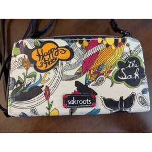 Sakroots Peace Print Crossbody Wallet With Strap & Zippered Compartments